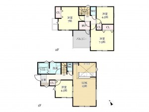 武蔵村山市残堀、新築一戸建ての間取り画像です