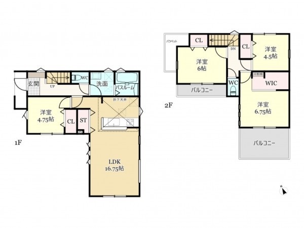 武蔵村山市残堀、新築一戸建ての間取り画像です