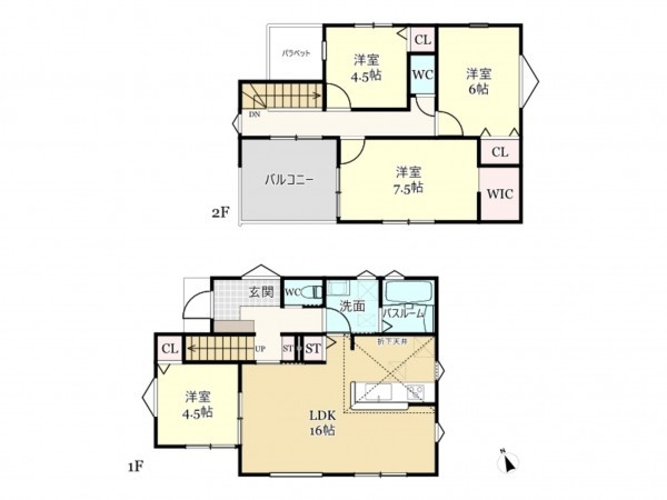 武蔵村山市残堀、新築一戸建ての間取り画像です