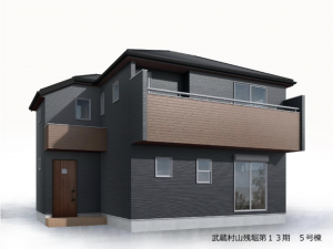 武蔵村山市残堀、新築一戸建ての完成予想図（外観）画像です