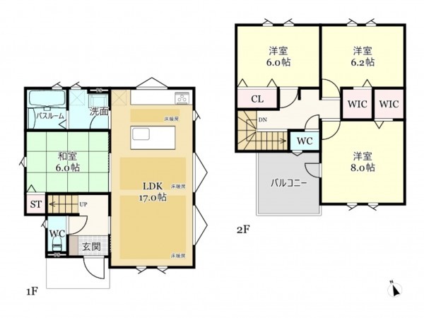 武蔵村山市中央、新築一戸建ての間取り画像です