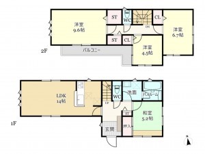 武蔵村山市三ツ木、中古一戸建ての間取り画像です
