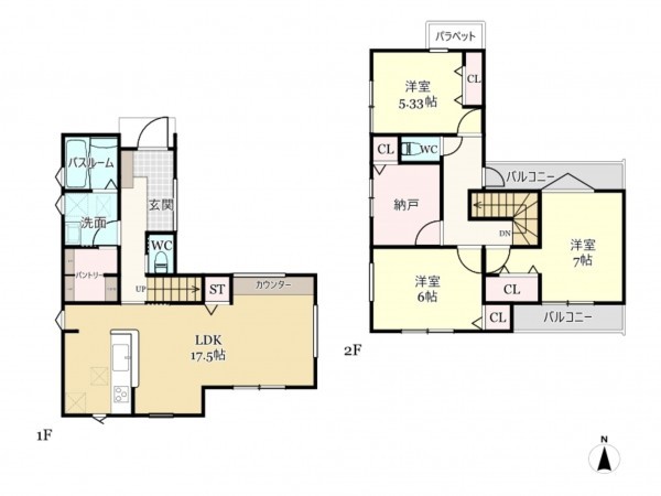 武蔵村山市神明、新築一戸建ての間取り画像です