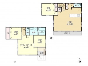 武蔵村山市中藤、中古一戸建ての間取り画像です