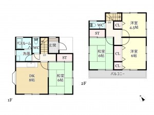 武蔵村山市大南、中古一戸建ての間取り画像です