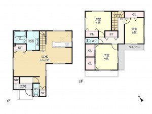 武蔵村山市岸、新築一戸建ての間取り画像です