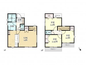 武蔵村山市三ツ藤、新築一戸建ての間取り画像です