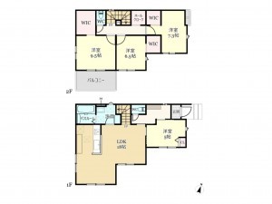 武蔵村山市学園、新築一戸建ての間取り画像です