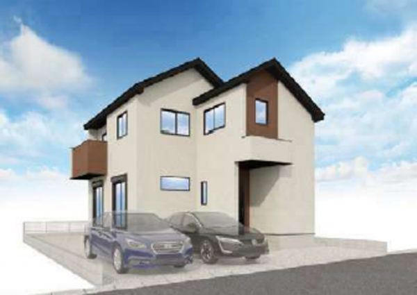 武蔵村山市学園、新築一戸建ての完成予想図（外観）画像です