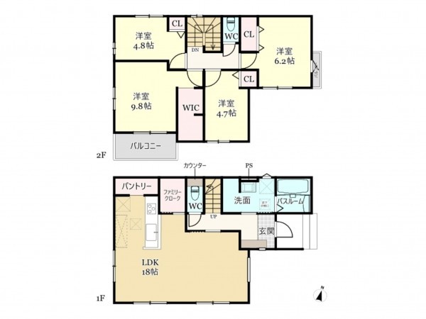 武蔵村山市学園、新築一戸建ての間取り画像です