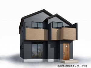 武蔵村山市残堀、新築一戸建ての完成予想図（外観）画像です