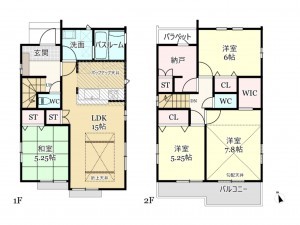 武蔵村山市残堀、新築一戸建ての間取り画像です