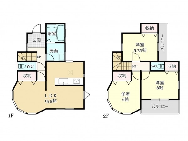 武蔵村山市残堀、中古一戸建ての間取り画像です