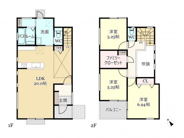 武蔵村山市中藤、新築一戸建ての間取り画像です