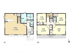 武蔵村山市大南、新築一戸建ての間取り画像です