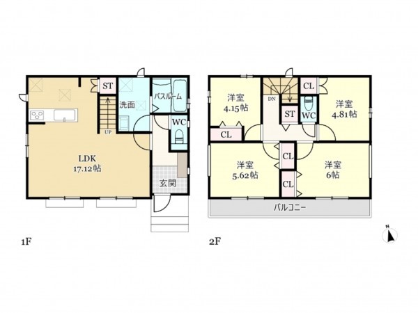 武蔵村山市大南、新築一戸建ての間取り画像です