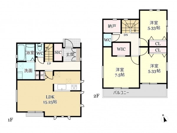 武蔵村山市三ツ木、新築一戸建ての間取り画像です