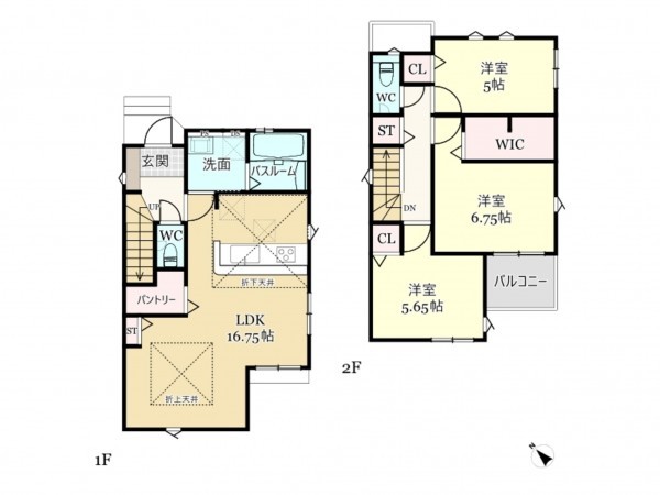 武蔵村山市残堀、新築一戸建ての間取り画像です