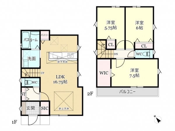 武蔵村山市残堀、新築一戸建ての間取り画像です