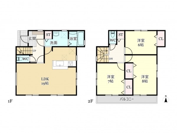 武蔵村山市学園、新築一戸建ての間取り画像です