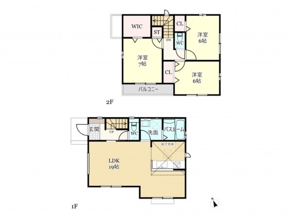武蔵村山市岸、新築一戸建ての間取り画像です