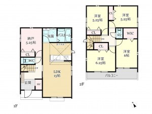 武蔵村山市岸、新築一戸建ての間取り画像です