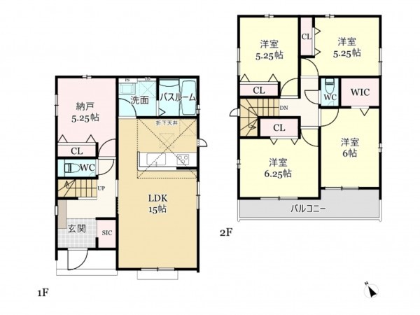 武蔵村山市岸、新築一戸建ての間取り画像です