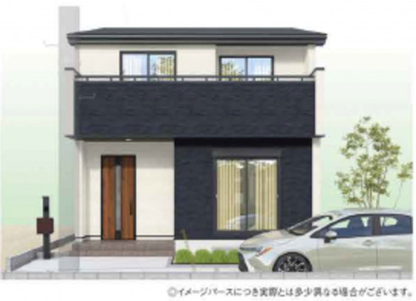 武蔵村山市岸、新築一戸建ての完成予想図（外観）画像です