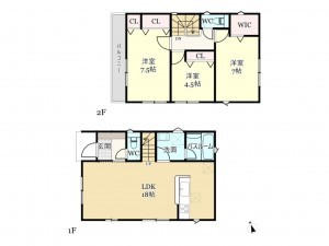 武蔵村山市中藤、新築一戸建ての間取り画像です