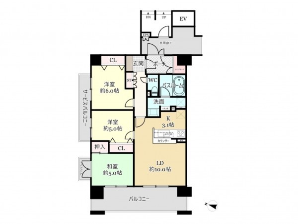 武蔵村山市伊奈平、マンションの間取り画像です