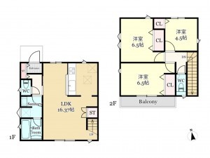 武蔵村山市残堀、新築一戸建ての間取り画像です