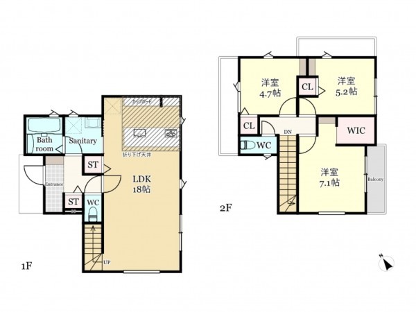 武蔵村山市三ツ木、新築一戸建ての間取り画像です