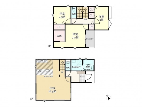 武蔵村山市三ツ木、新築一戸建ての間取り画像です