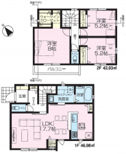 武蔵村山市神明、新築一戸建ての間取り画像です
