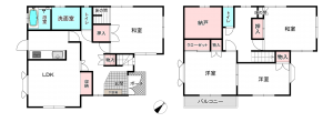 桶川市北、中古一戸建ての間取り画像です