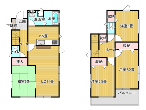 桶川市、中古一戸建ての間取り画像です