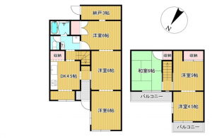 桶川市、中古一戸建ての間取り画像です