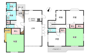 桶川市、中古一戸建ての間取り画像です