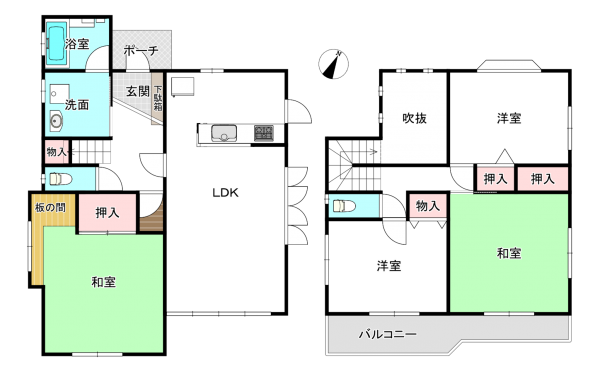 桶川市、中古一戸建ての間取り画像です