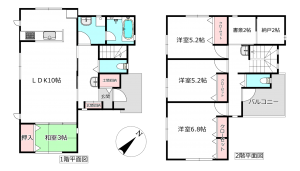 北本市宮内、新築一戸建ての間取り画像です