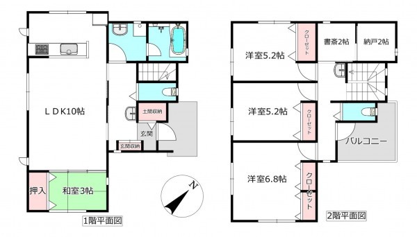 北本市宮内、新築一戸建ての間取り画像です