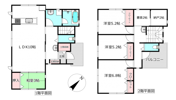 北本市宮内、新築一戸建ての間取り画像です