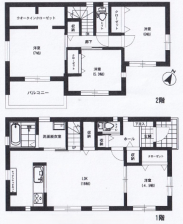 北本市宮内、中古一戸建ての間取り画像です