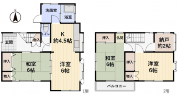 桶川市鴨川、中古一戸建ての間取り画像です