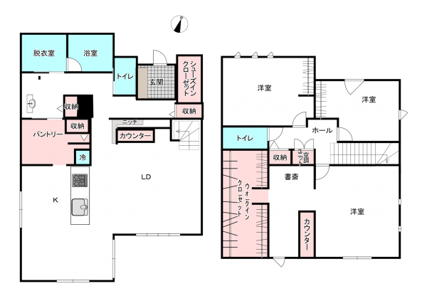 桶川市下日出谷東、中古一戸建ての間取り画像です