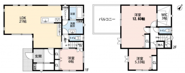 桶川市坂田西、中古一戸建ての間取り画像です
