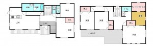 桶川市、中古一戸建ての間取り画像です