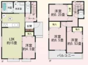 北本市本町、新築一戸建ての間取り画像です