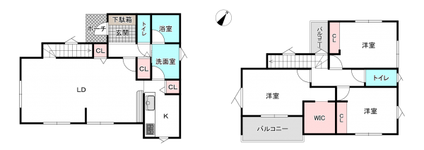 桶川市上日出谷南、新築一戸建ての間取り画像です