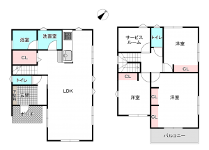 桶川市上日出谷南、新築一戸建ての間取り画像です